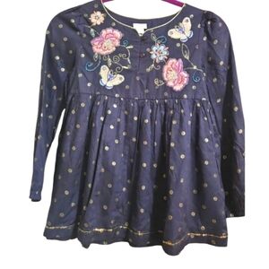 MONSOON Emma Grey blue embroidered tunic blouse. Size 10 NWT